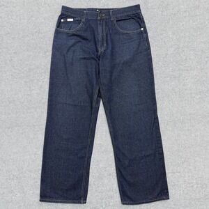 Mecca USA Jeans Mens 36x32 Blue Dark Wash Classic Fit Wide Leg Streetwear Y2K
